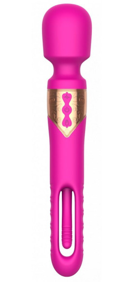 Розовый двусторонний wand-вибратор с функцией фингеринга - 26 см. Розовый двусторонний wand-вибратор с функцией фингеринга - 26 см.