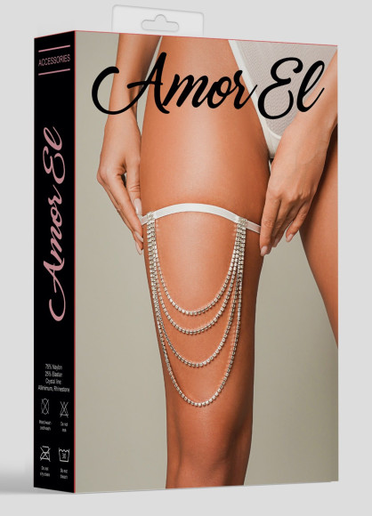 Оригинальная подвязка на ногу с цепочками из кристаллов Оригинальная подвязка на ногу с цепочками из кристаллов