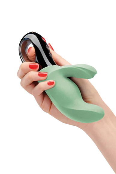 Зеленый вибратор Miss Bi с клиторальным отростком - 17 см. Зеленый вибратор Miss Bi с клиторальным отростком - 17 см.