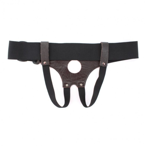 Коричневые кожаные трусики-джоки для насадок Коричневые кожаные трусики-джоки для насадок