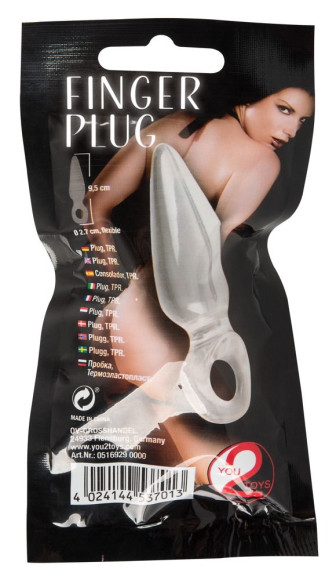 Анальная втулка с колечком на пальчик Finger Plug - 9,5 см. Анальная втулка с колечком на пальчик Finger Plug - 9,5 см.