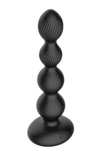 Черная анальная виброцепочка с ротацией и пультом ДУ - 17,7 см. Черная анальная виброцепочка с ротацией и пультом ДУ - 17,7 см.