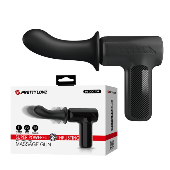 Черный вибромассажёр с поступательными движениями DJ Doctor Черный вибромассажёр с поступательными движениями DJ Doctor